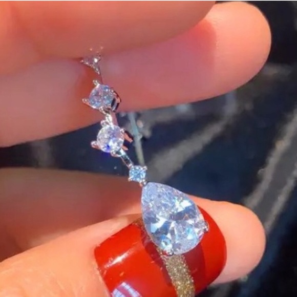 3ctw Pear Dangle Earrings - Picture 7 of 11